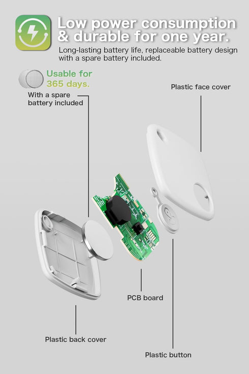 Find My Key Tracker S1, Works with Apple Find My, Bluetooth Trackers for Keys, Bags, Wallets, Luggage (S1 White)