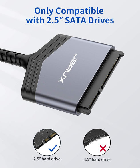 JSAUX SATA to USB C Cable, USB-C 3.1 to 2.5” SATA III Hard Drive Adapter for SSD/HDD Data Transfer