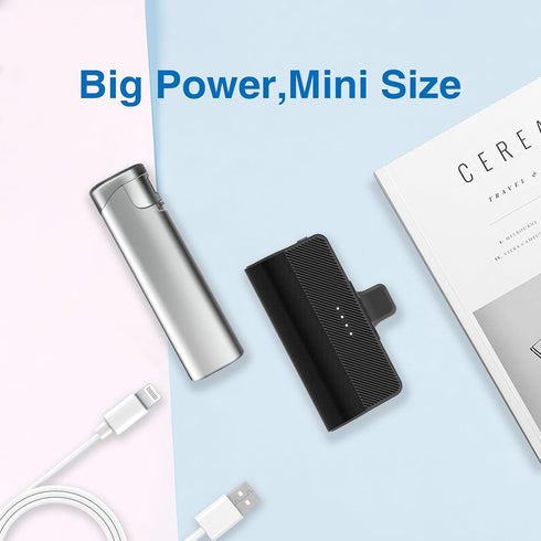 Mini Portable Charger for iPhone, 5000mAh Small Battery 2 Packs Ultra-Compact Power Bank Compatible with iPhone