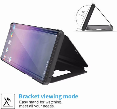 Omorro Case for Galaxy Note 9, Luxury Clear View Electroplate Mirror Flip Wallet