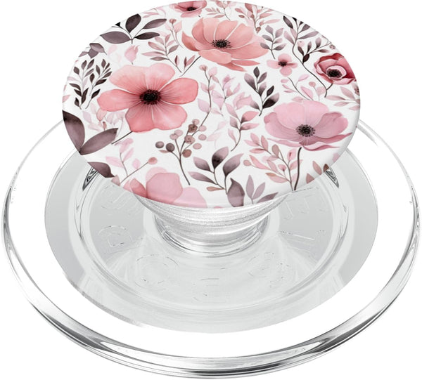 PopSockets PopGrip for MagSafe, Pink Floral Flower Bouquet Cute Pattern