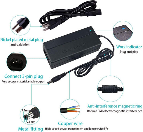 AC Adapter Power Supply 12V 4A 48W AC/DC Power Adapter with 5.5x2.1mm DC Plug 12V 4A 48W for LCD Monitor, LED Strip Light and Other Low Voltage Device