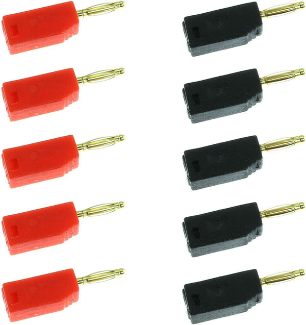 Maxmoral 10pcs Mini 2mm Stackable Banana Plug Wire Cable Connector (Red+Black)