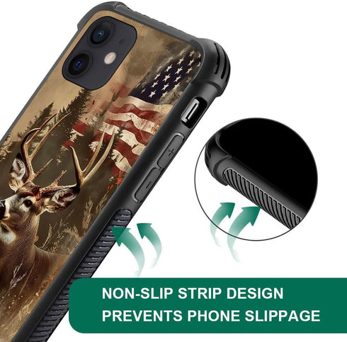 DJSOK H American Flag Elk Deer Case for iPhone 11, Soft TPU Bumper and Hard PC Pattern Back with Shockproof Protection