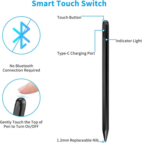 Stylus Pens for Amazon Kindle Fire 10, Active Stylist Digital Pencil with 1.5mm High Sensitive Fine Tip, Black Pen for