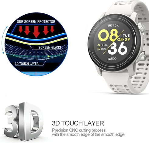 4 Pack Compatible with COROS PACE 3 Watch Screen Protector, Tempered Glass Anti-Scratch Cover Foils - Bubble Free