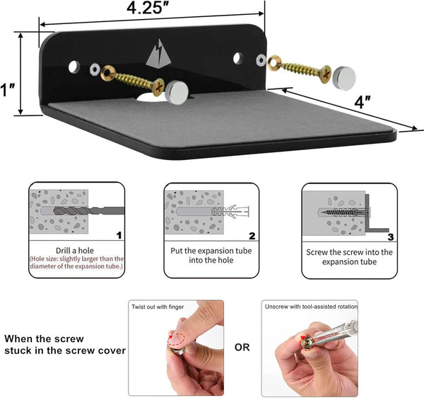 TXEsign Small Floating Shelves Speaker Shelves - 2 Pack 4.25 Small Wall Shelves for Bluetooth Speaker, Webcam, Mesh