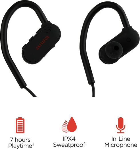 AIWA Water Bottle with Speaker and Earphone Bundle, 400ml Bottle with 4 Hour Playtime, Black
