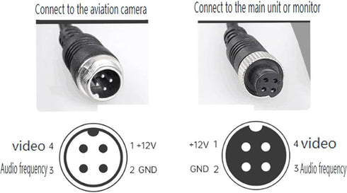 Car Video 4Pin Aviation Extension Cable for CCTV Rearview Camera - Waterproof Shockproof System 6.6FT/2M