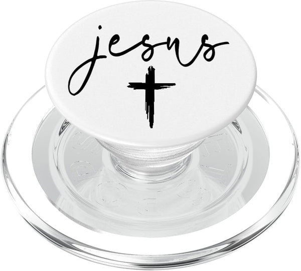 PopSockets PopGrip for MagSafe Jesus Cross Love Faith Easter Christmas Black Font White