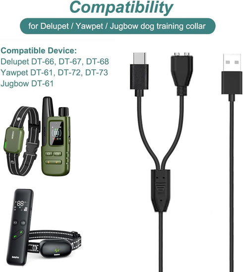 Kissmart Charger for Jugbow/Delupet/Yawpet Dog Training Collar, Magnetic Charging Cable for DT-61/66/67/68/72/73 Shock Collar and Remote (3.3ft/1m) by Kissmart