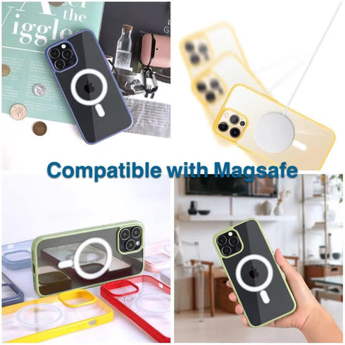 MAKASI Ultra Slim Magnetic Case for iPhone 13 (6.1 Inch) - Pink, Hard PC & Soft TPU Edges, MagSafe Compatible.