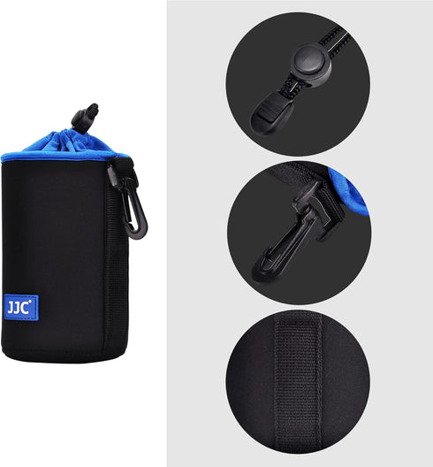 JJC Drawstring Neoprene Camera Lens Pouch Case, Protective Bag for Mirrorless Lenses Up to 3.3 x 5.1