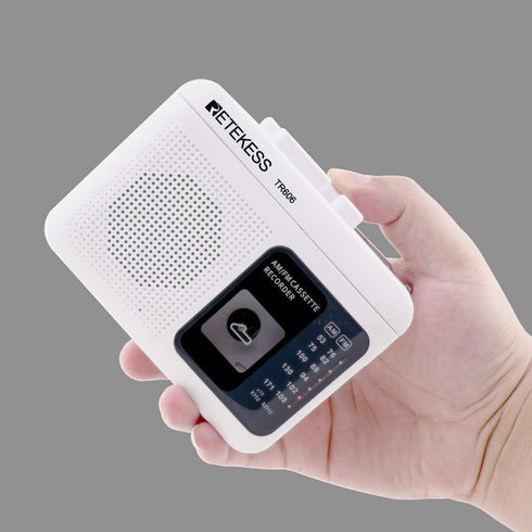 Retekess TR606 Cassette Tape Player, Recorder with Built-in Speaker, AUX Jack, AM FM Radio, White