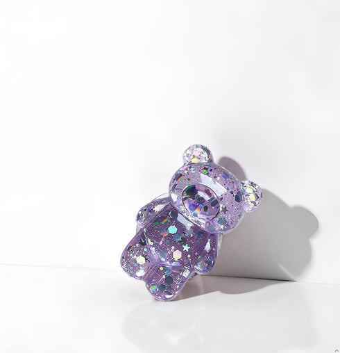 Tangseajiao 1 3D Pc Lilac Cute Phone Grip, Airbag Support Bear Phone Holder, Epoxy Sequins Cute Bear Phone Grip Tok