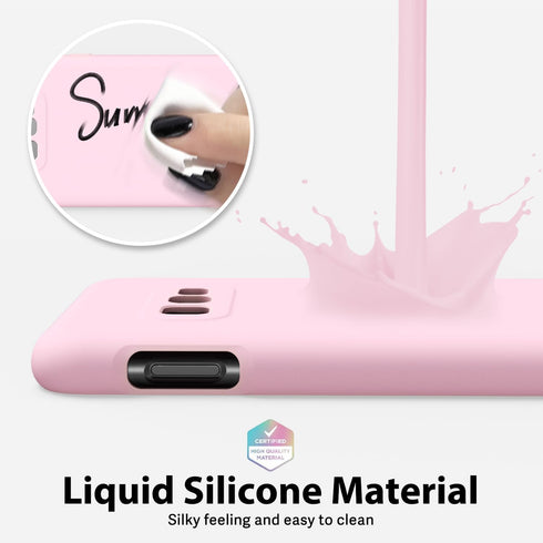 Oakxco Samsung Galaxy S10e Phone Case, Rose Light Pink Liquid Silicone Cute Thin Slim Soft Rubber TPU Protective Cover