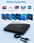 External CD DVD Drive with 4 USB Ports, 2 TF/SD Card Slots, USB 3.0 Portable Player Burner Reader for Laptop Mac PC