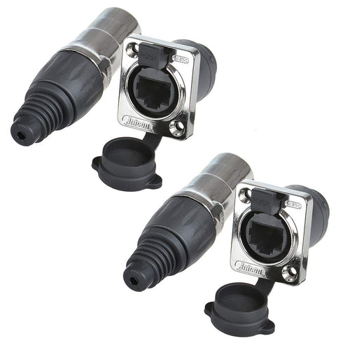 Panel Mounting RJ45 IP65 Waterproof PCB Signal Connector Cat5/5e/6 8P8C Ethernet LAN Cable Connector (2PCS RJ45 + 2PCS