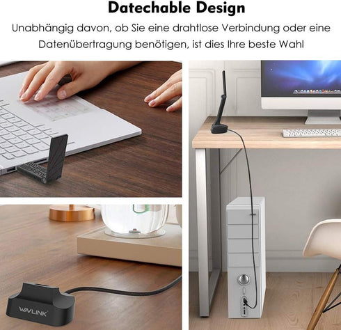 WAVLINK USB WiFi Adapter for Desktop PC, AC1900 Dual Band Wireless Network Adapter for Laptop, Support Windows and MacOS