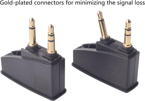 Saipomor 2 PACKS QC35 II Airplane Adapter Audio Stereo Jack Compatible with Bose QuietComfort 2 QC3 QC15 QC25 QC35 QC45 SoundLink SoundLinkII AE2 AE2i AE2W Headphones