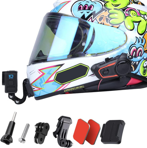 Motorcycle Helmet Chin Mount with Curved Base and Sticky Pads for GoPro Hero 12 11 10 9 8 7, SHOEI Z8