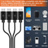 Herfair 4-in-1 Micro USB Splitter Cable, 1.64ft USB 2.0 Type A Male to 4 Micro USB Male for Data Sync/Charge, Black