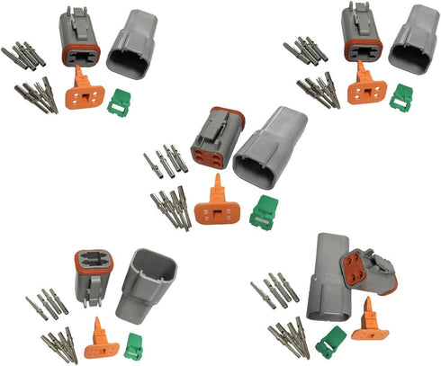 DT 4 Pin Connector Kit, 16-20 AWG Waterproof Electrical Terminal Block Kit (5 Set)