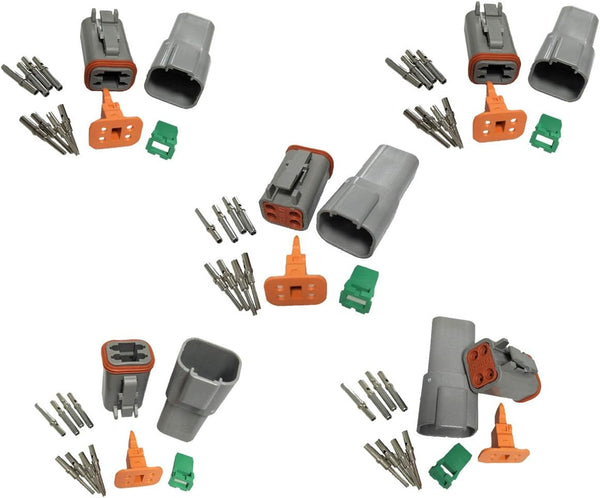 DT 4 Pin Connector Kit, 16-20 AWG Waterproof Electrical Terminal Block Kit (5 Set)