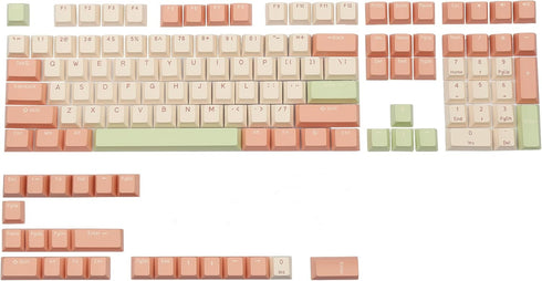 Happy Balls Doubleshot PBT Keycaps - Cherry Profile Keyset for US-ANSI Layout, Compatible with MX Switches, Peach Pink