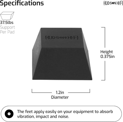 IsoBlock Silicone Isolation Feet (4 Pack) Non-Adhesive Soft Block 60lb Capacity