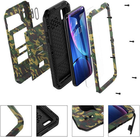 Mitywah Heavy Duty Waterproof Case for iPhone XR, Shockproof Full Body Underwater Protective Metal Case 6.1 inch,