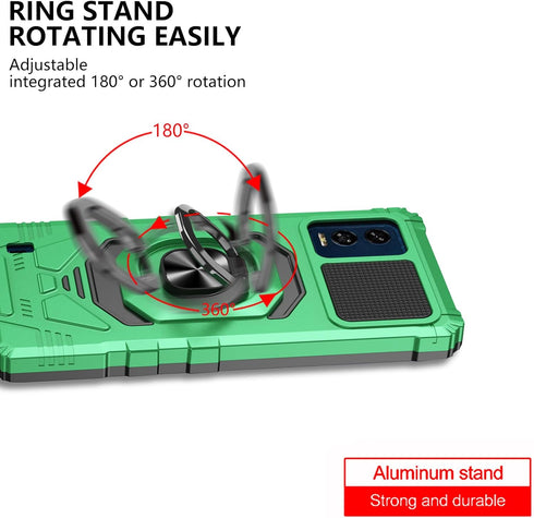 Ailiber Heavy Duty Phone Case for BLU View Speed B1550VL, with Screen Protector & Ring Kickstand, Green.