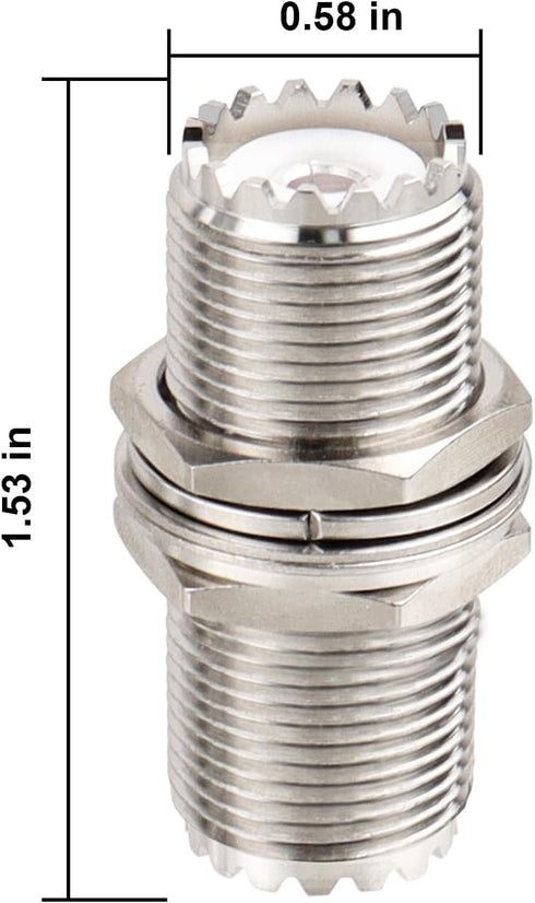XRDS -RF 2pcs UHF Female to UHF Female Bulkhead Connector 50O Impendence Adapter for CB Radio