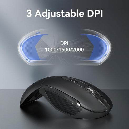 TECKNET 2.4G 3 2000/1500/1000 2-Year Folding Wireless Mouse, Travel Mouse Portable Adjustable DPI Compatible