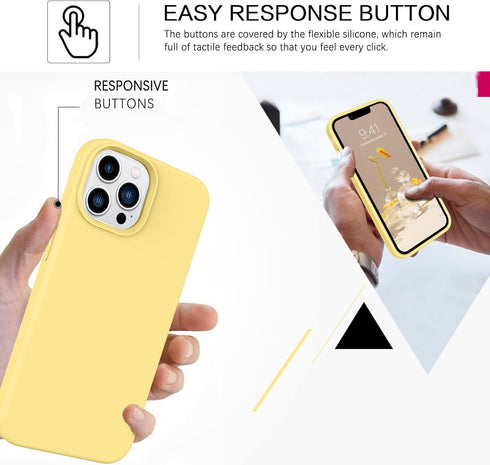 BENTOBEN Soft Silicone Gel Rubber Bumper Case for iPhone 13 Pro 6.1", Shockproof Protective Cover, Yellow