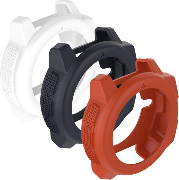 SplenSun Silicone Protective Cover Cases for Garmin Instinct & Instinct Solar Smartwatch, Anti-Scratch, White/Navy/Red