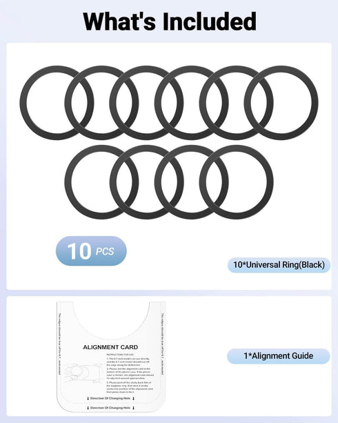 10 PCS Ultra-Thin Magsafe Sticker for MagSafe Ring, Compatible with iPhone 15 Pro Max, 15/14/13/12 Series, Black
