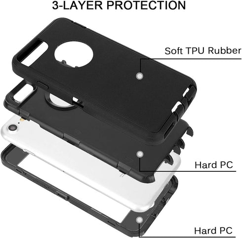 MAXCURY Heavy Duty Shockproof Case for iPhone 6/6S (4.7") with Built-in Screen Protector, Black