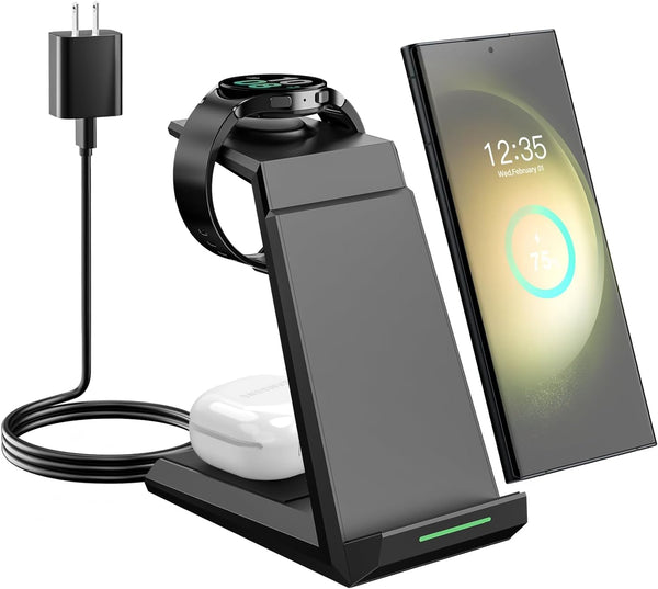 NANAMI 3 in 1 Wireless Charger for Samsung, Fast Charging Station for Galaxy S24 S23 Ultra S22 S21 S20 Z Flip Fold 4,