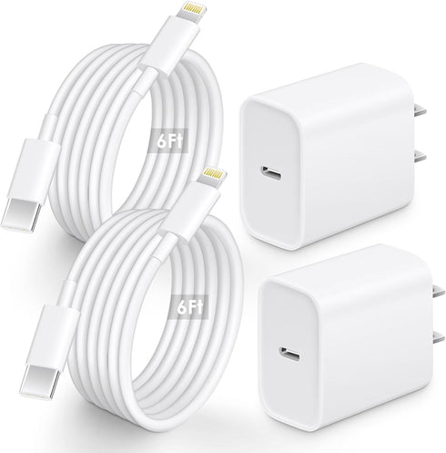 AISNI Fast Charger for iPhone 13 14, 2 Pack 20W PD USB C Wall Charger with 6FT USB C Cable