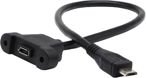 zdyCGTime (30cm) Micro USB Panel Mount Cable, Micro USB Male to Female Data Extension Cable