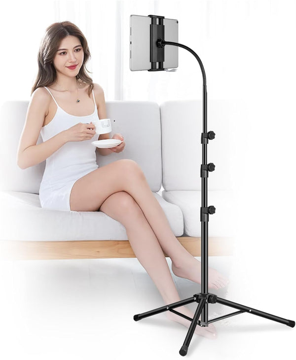 Awlbstruse Ipad Tripod Stand, Gooseneck 65" Height Adjustable Floor Stand with 360 Rotating