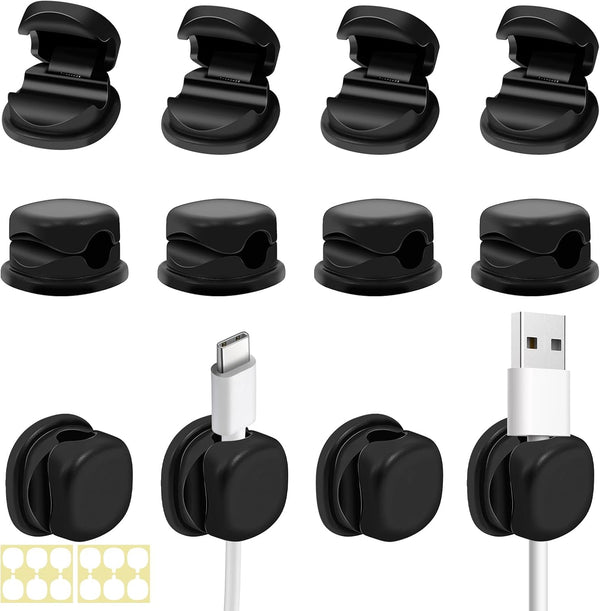 BETIMFAN 12Pack Cord Organizer, Spring Cable Holder Clips, Desk Cord Management Clips, Adjustable