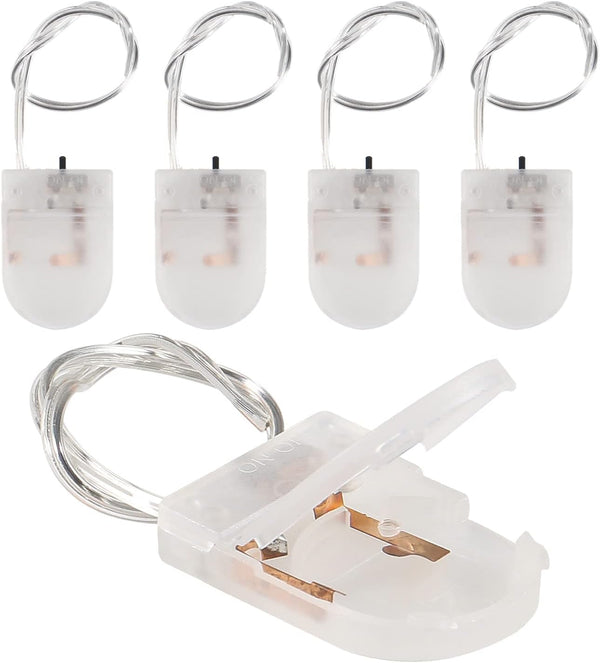 5pcs Button Battery Holder with Switch for CR2032 Coin Cell Battery, Storage Boxes with Wires (Clear)