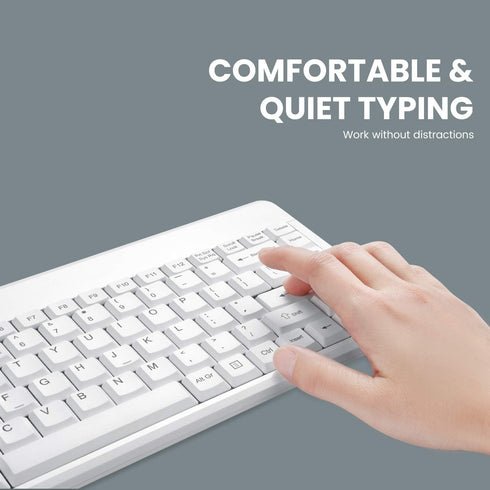 Perixx PERIBOARD-409WU, Wired USB Mini Keyboard, White, US English