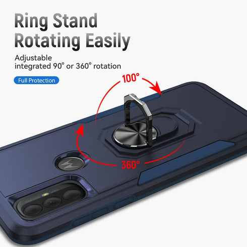 Rugged Protective Case for Moto G Power 2022 & G Pure, Military Grade with Kickstand, Magnetic Ring, Navy
