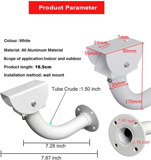USIDAER Adjustable Universal Camera Wall Mount Bracket for CCTV/IP Cameras/Dome Camera with J Shape Mount