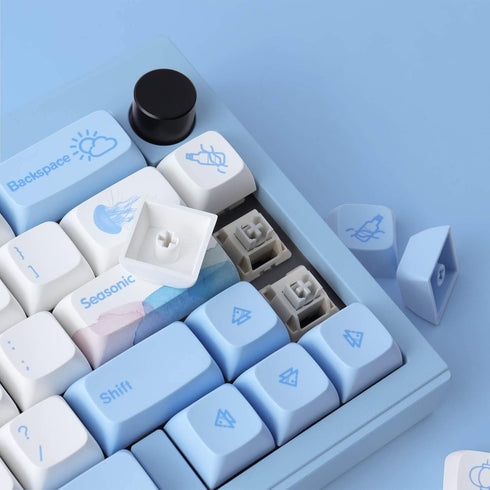 Hyekit 137 Set PBT Keycaps Keys Melody of The Sea Keycap Dye-Sublimation Cute Keycaps XDA Profile for Cherry Gateron MX