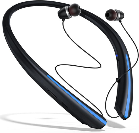 Neckband Bluetooth Headphones, Retractable Earbuds IPX5 Sweatproof, Wireless Headset with Microphone for Sports,