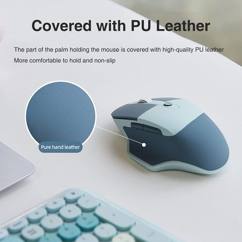 Lomiluskr Ergonomic 2.4G & Bluetooth Dual Mode Wireless Mouse, Soundless Keys, Compatible with Notebook, PC, Tablet,